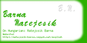 barna matejcsik business card